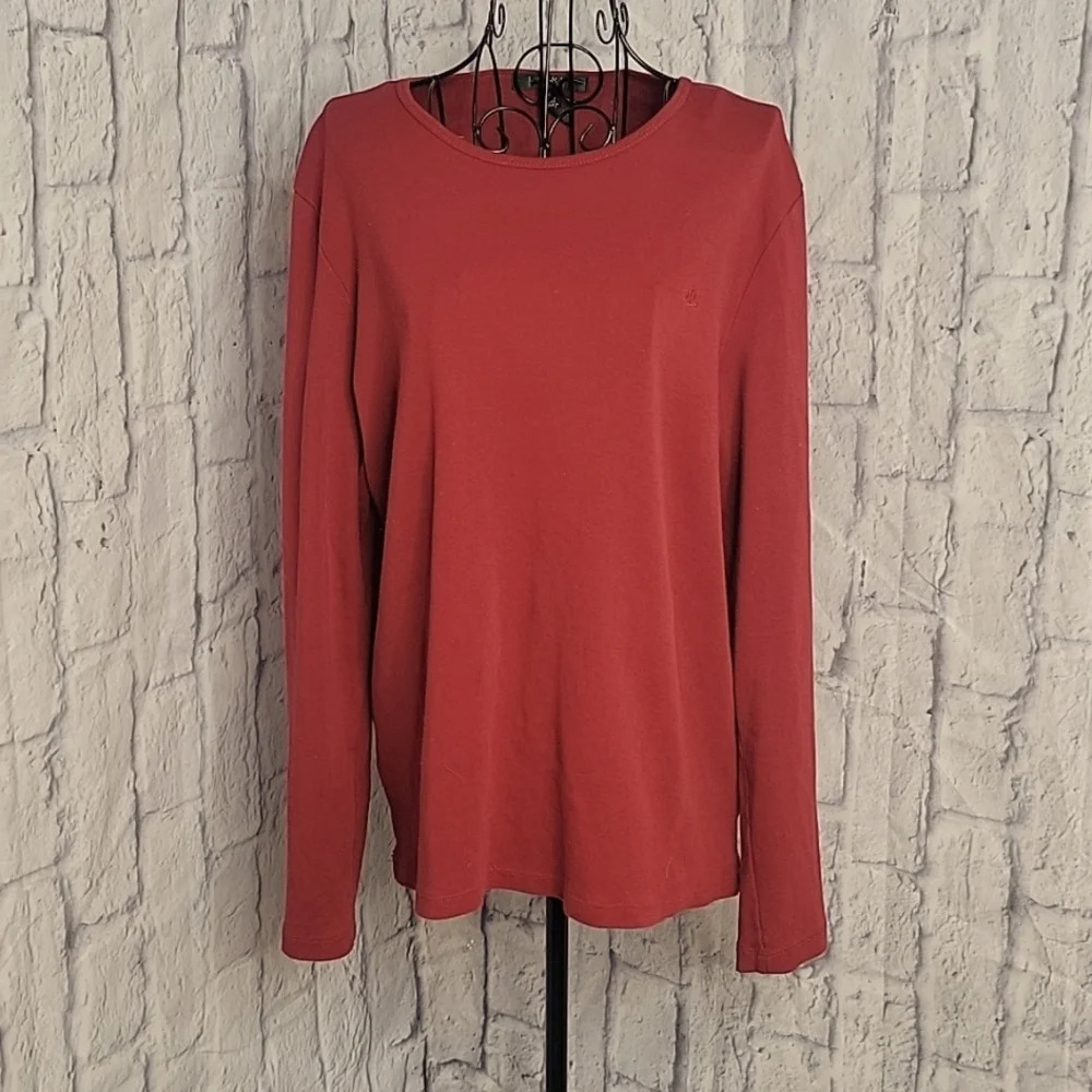 LAUREN RALPH LAUREN Red Long Sleeves Cotton‎ Blouse XL